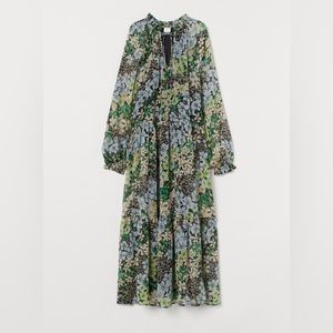 H&M Floral Maxi Dress in Green, Light Blue, Black, Cream